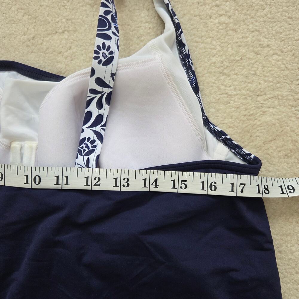 NWT Lands' End 18W Tankini Swim Top Underwire Square Neck Blue Floral - Picture 11 of 15